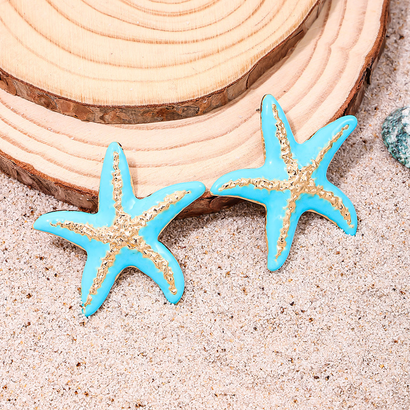 Fresh Seaside Vacation Style Metal Starfish Women's Earrings