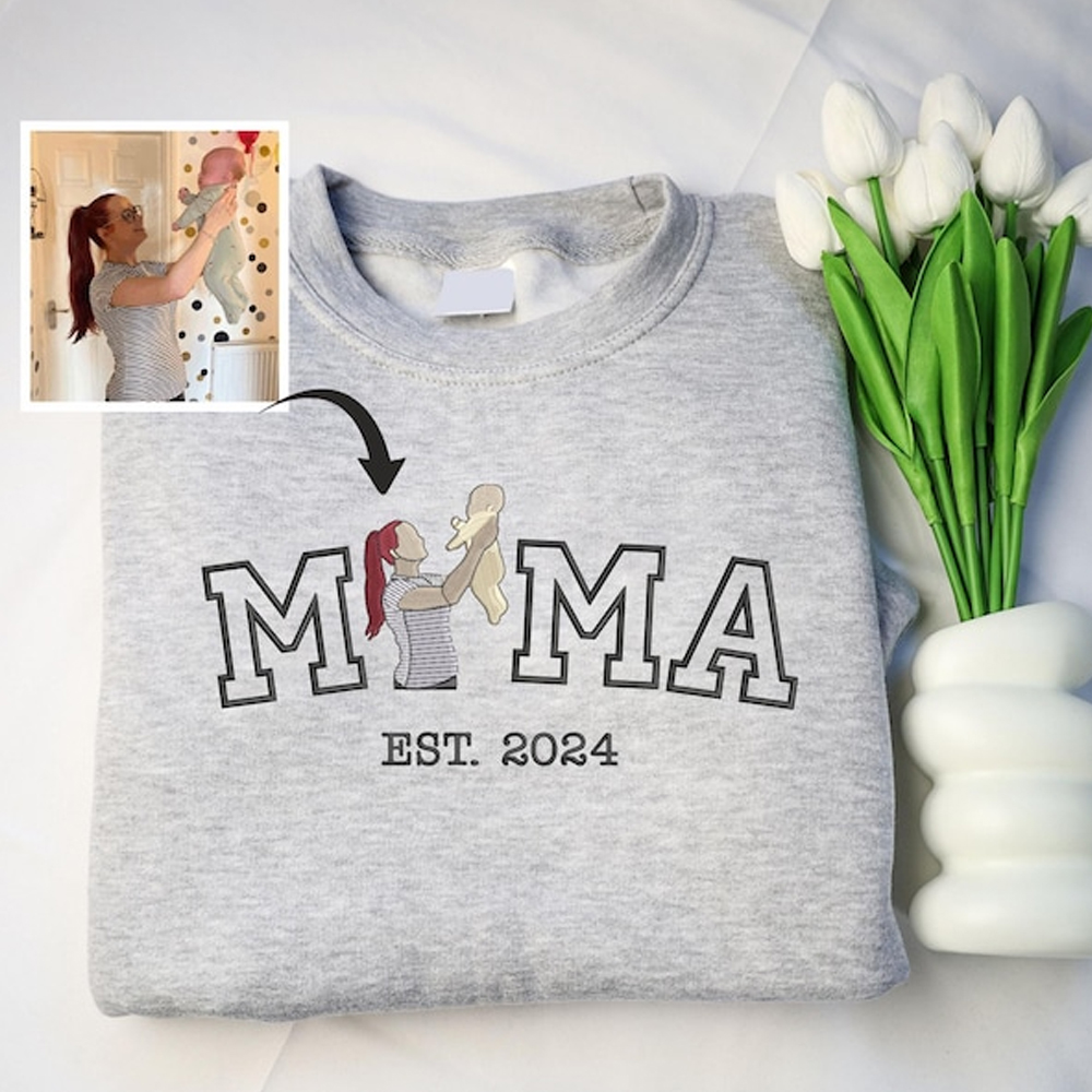 Custom Mama Portrait from Photo Sweatshirt
