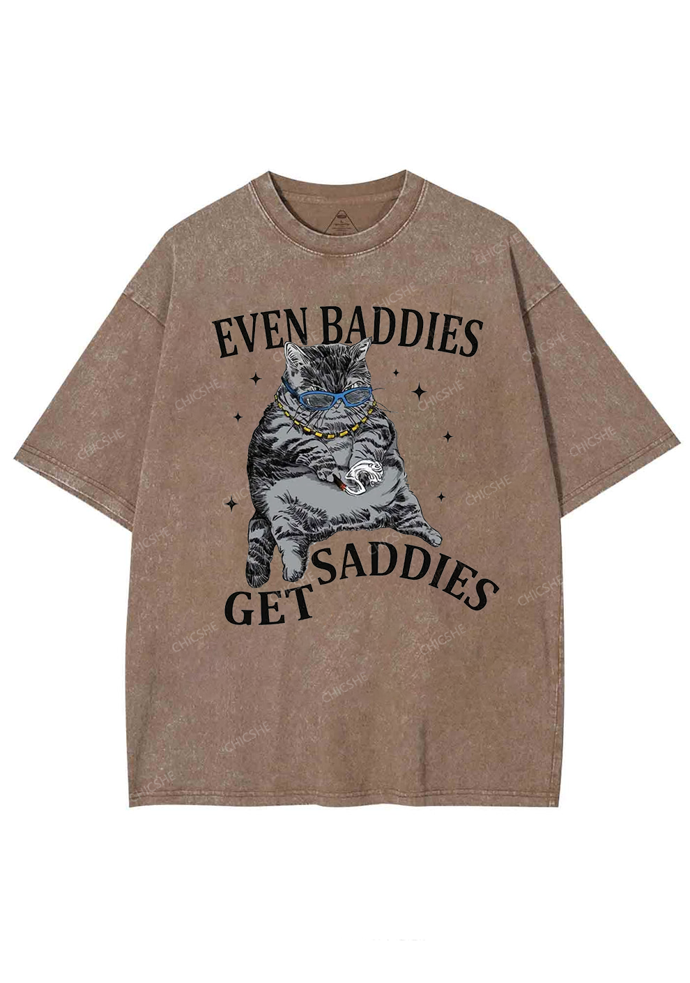 Even Baddies Get Saddies Y2K Washed Tee Chicshe