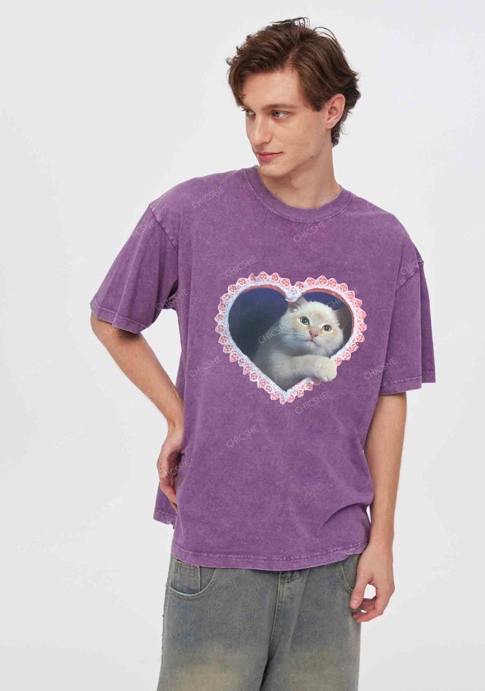 Chicshe Can't Say No To Cats Y2K Shirts Washed Tee 