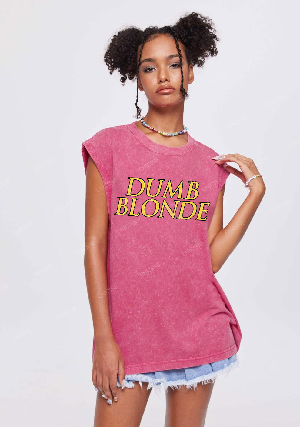 Dumb Blonde Y2K Washed Tank Chicshe