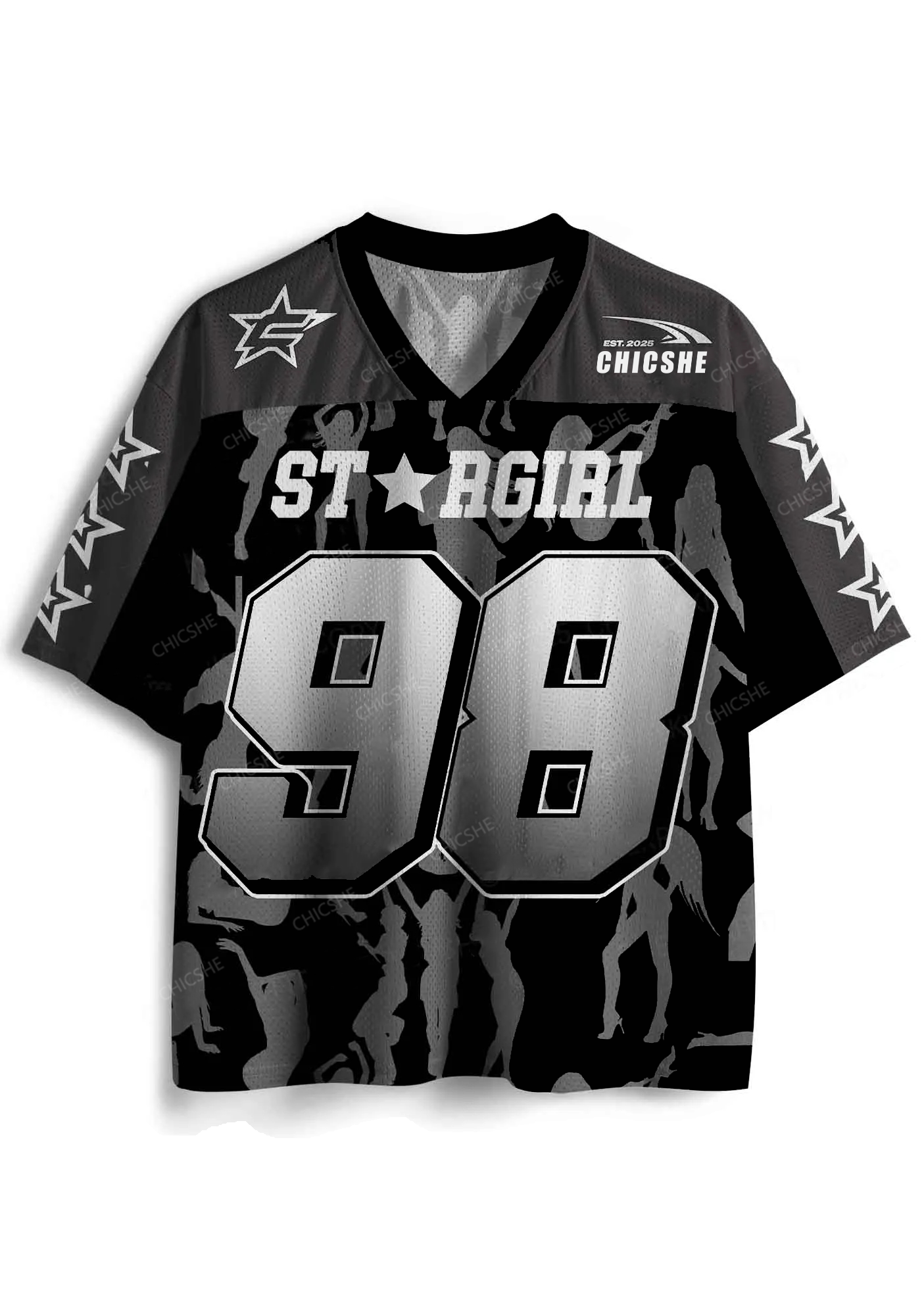 Custom Black Star Girl Y2K Sport Jersey Shirts Chicshe