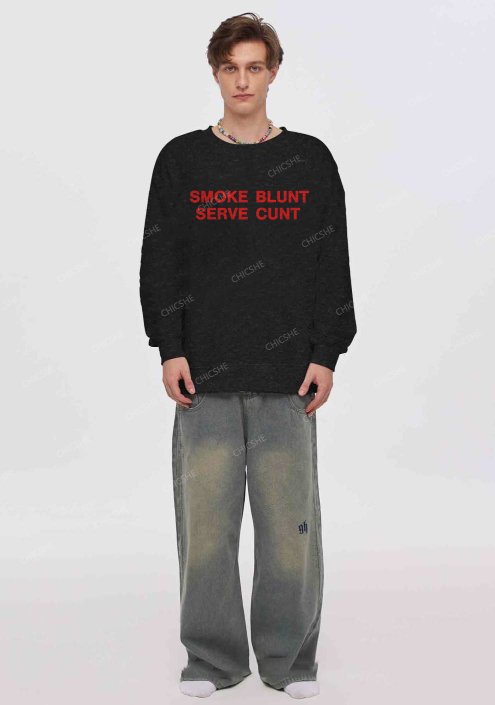Smoke Blunt Y2K Washed Sweatshirts Chicshe