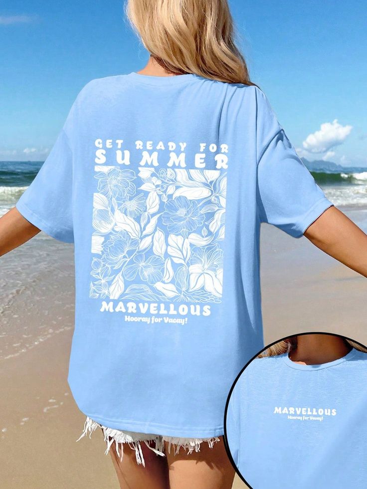 Oversize T-Shirts Summer Floral Pattern Beach Casual Tee