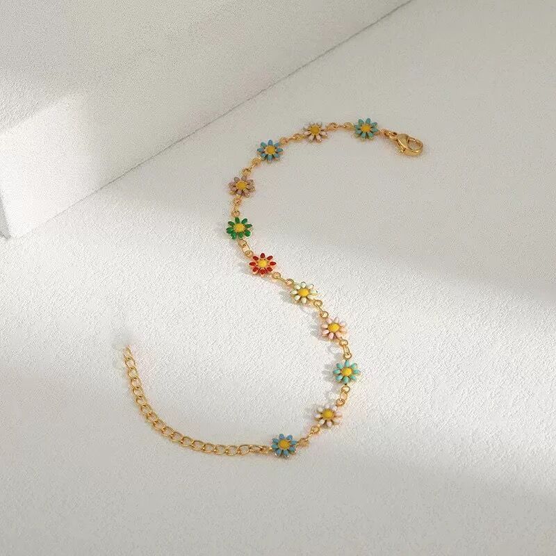 Colorful Daisy Necklace And Bracelet