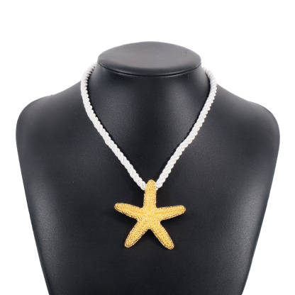 Metallic Beach Style Starfish Pendant Necklace Earrings