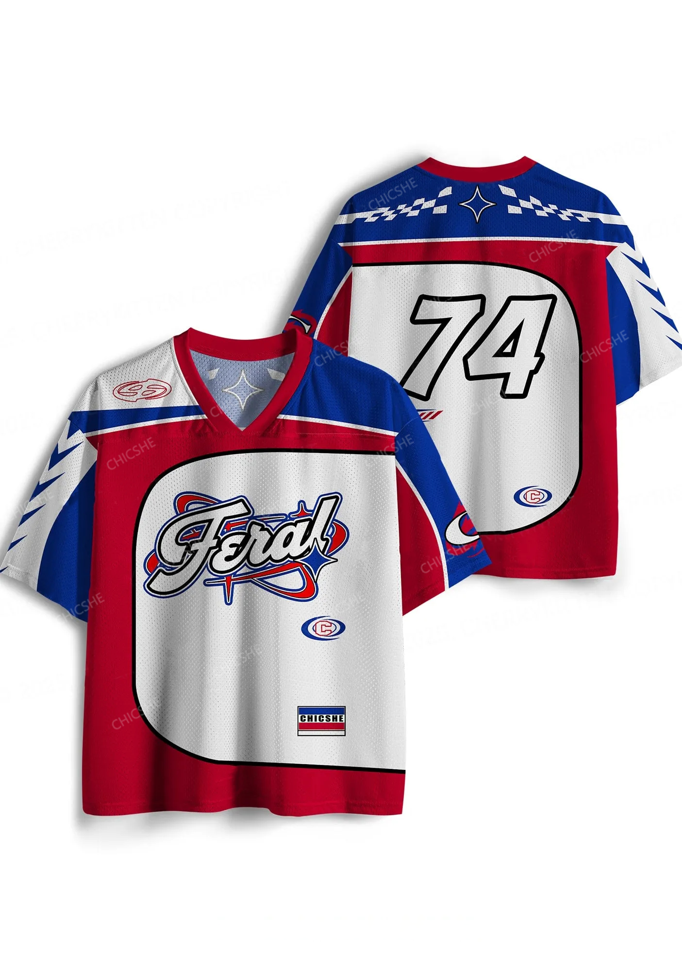 Custom Red Feral Y2K Sport Jersey Shirts Chicshe