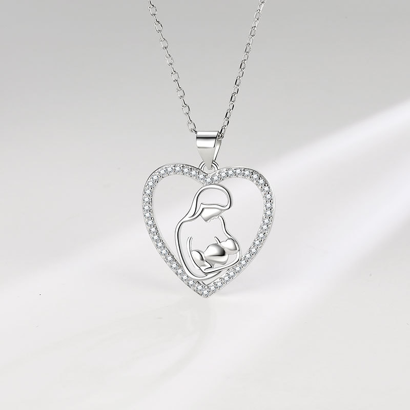 Mother Zircon Heart Necklace
