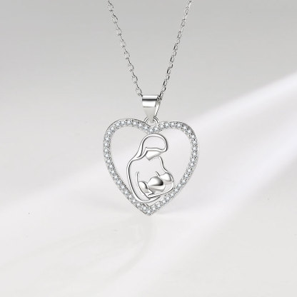 Mother Zircon Heart Necklace