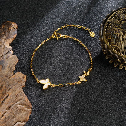 Gold Mother-of-Pearl Butterfly Bracelet