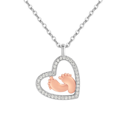 Baby Footprints Heart Footprint Necklace