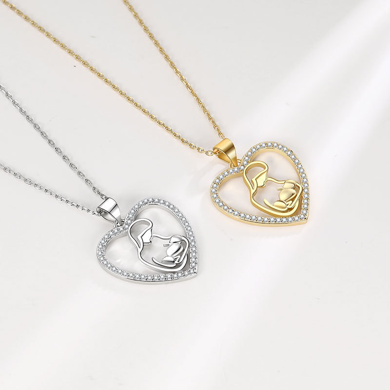 Mother Zircon Heart Necklace