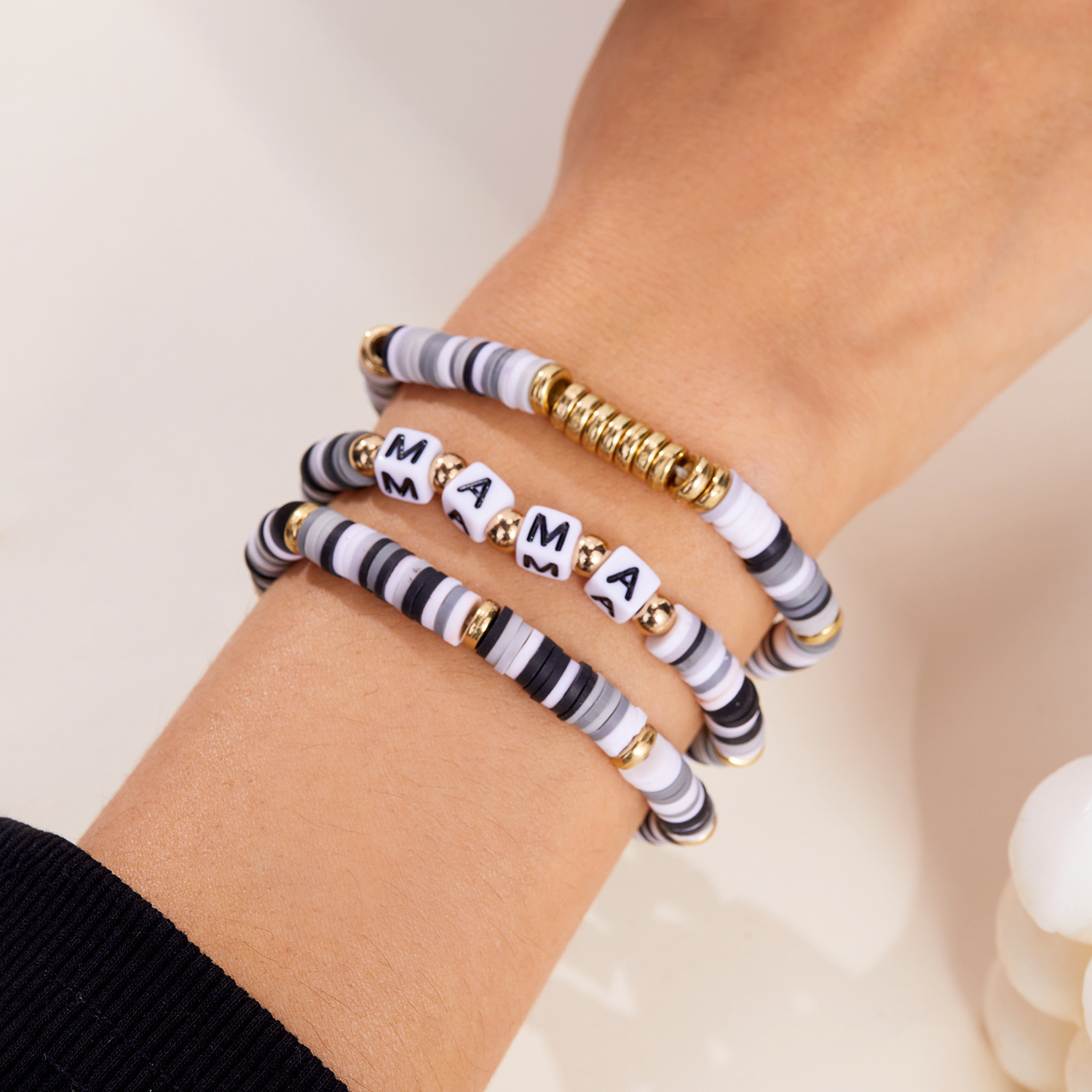 Polymer Clay Handmade Woven Bracelet For Mama