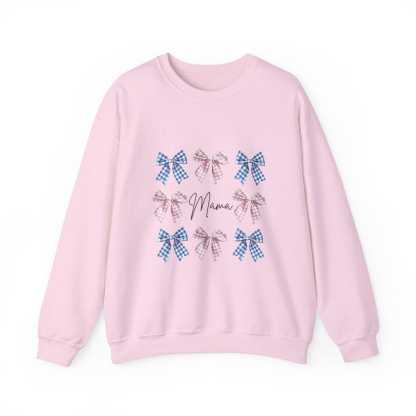 Pink and Blue Bows Mama Sweatshirt