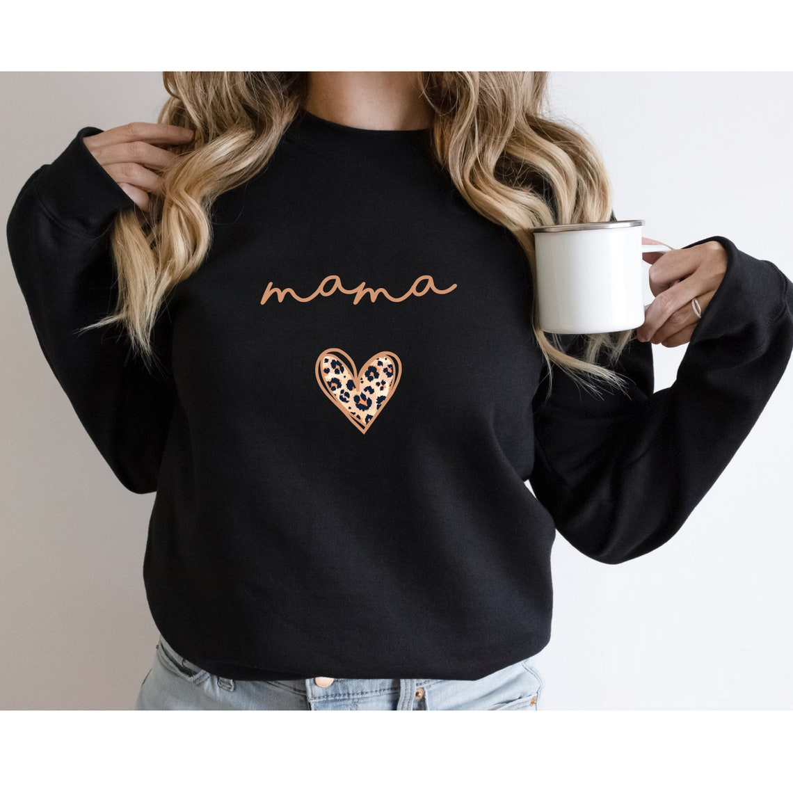Mama Leopard Heart Sweatshirt