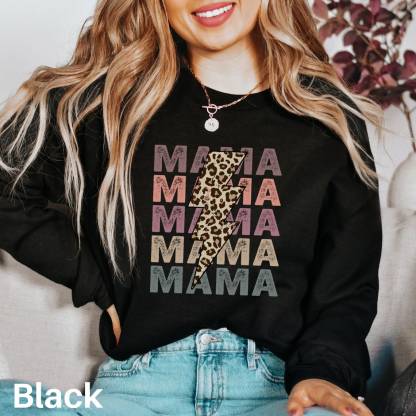 Lightning Leopard Print Mom Sweatshirt