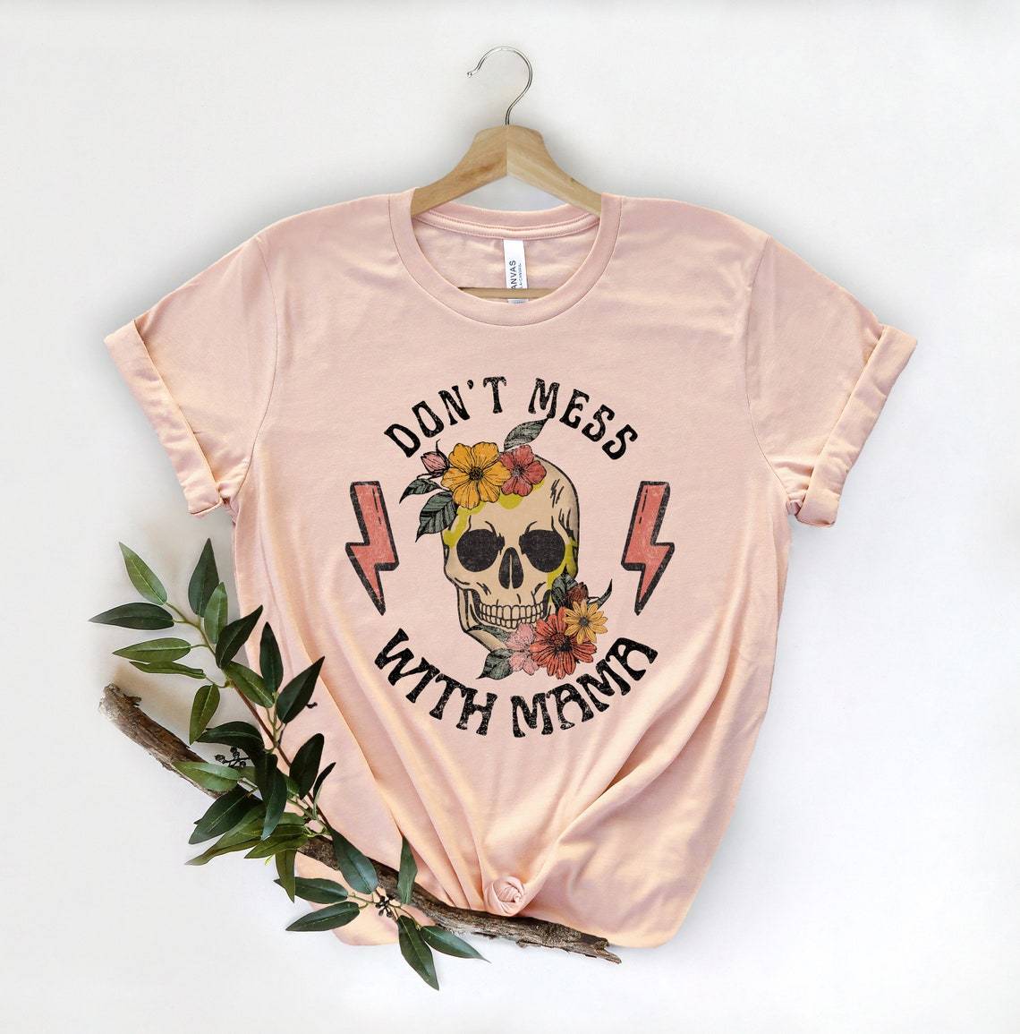Funny Mom Floral Skull T-shirt
