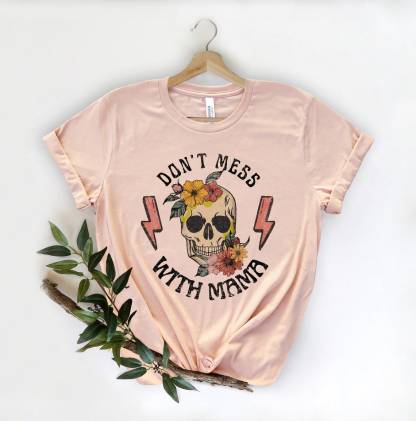 Funny Mom Floral Skull T-shirt
