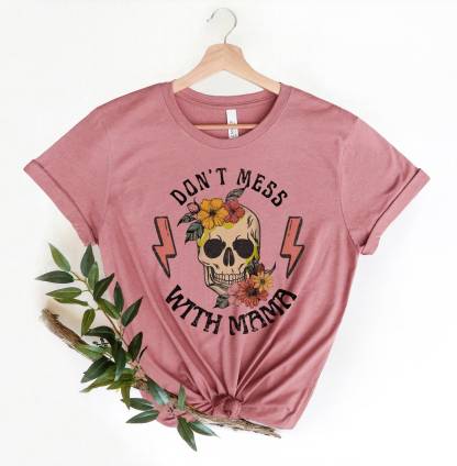 Funny Mom Floral Skull T-shirt