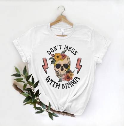 Funny Mom Floral Skull T-shirt