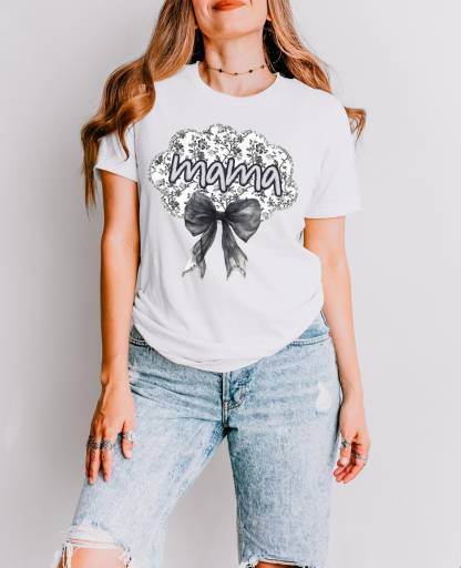 Black Toile Mom Tee