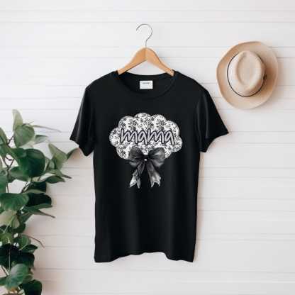 Black Toile Mom Tee