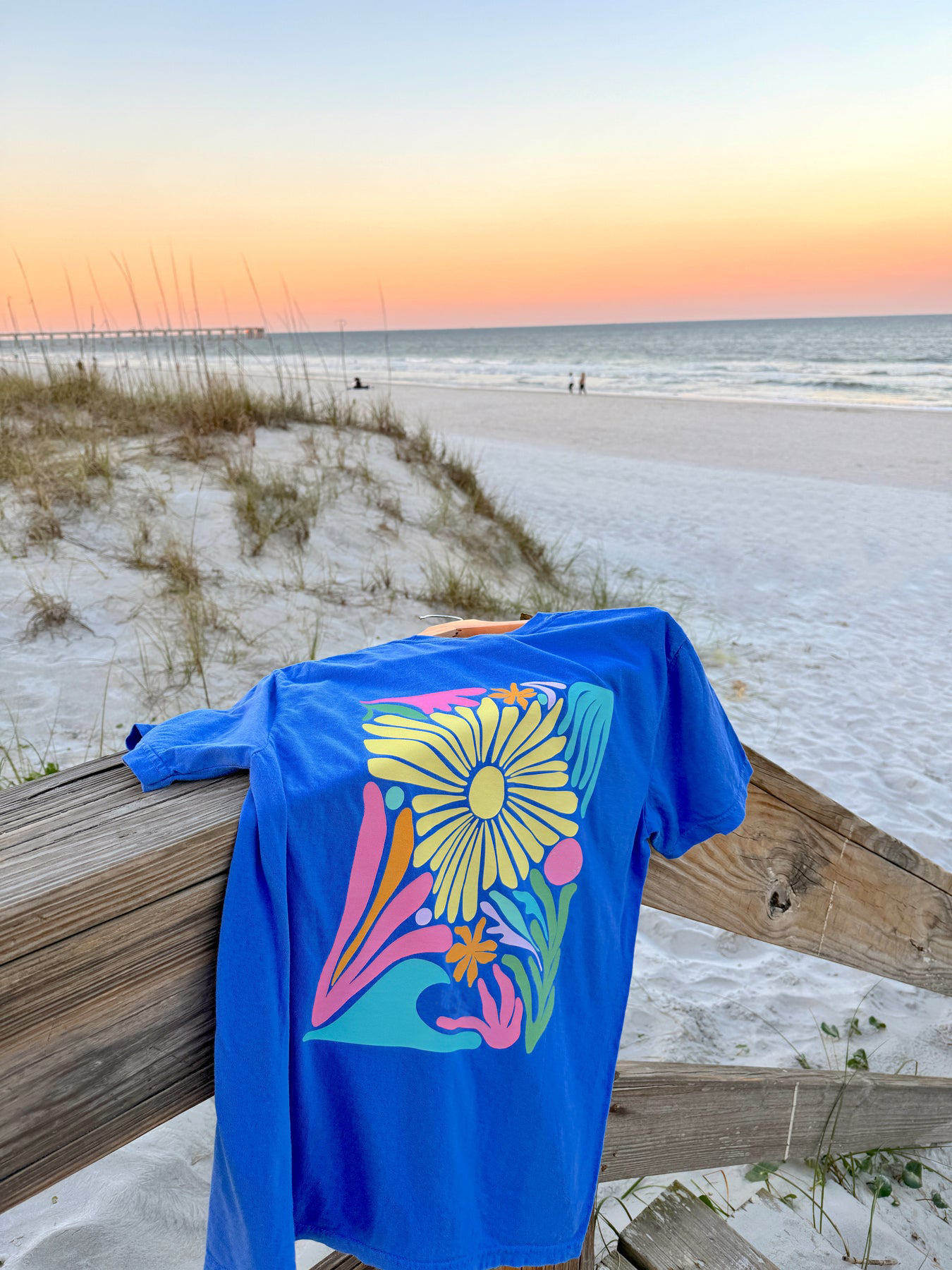 Colorful flower beach T-shirt