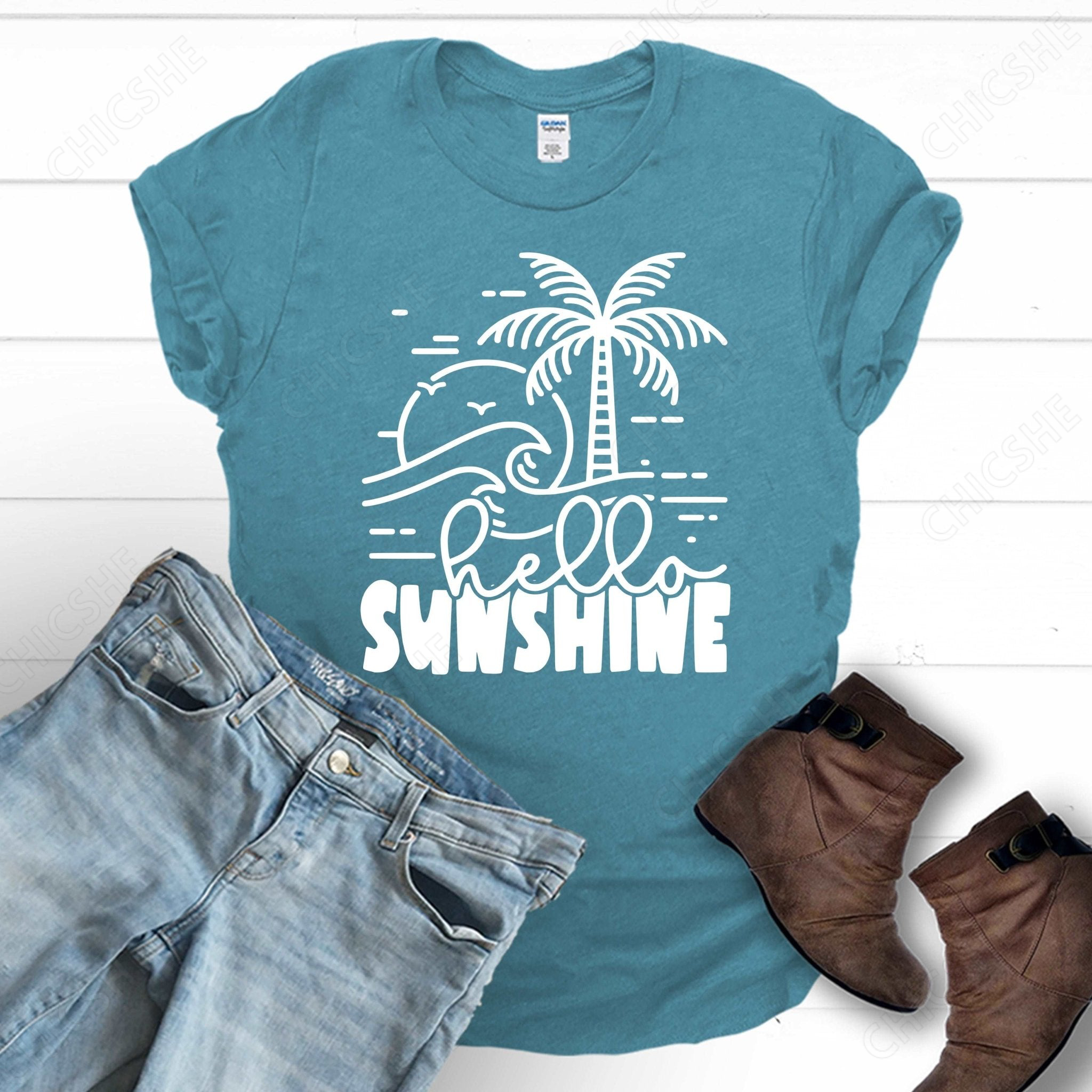 Hello Sunshine Palms Beach T-Shirt
