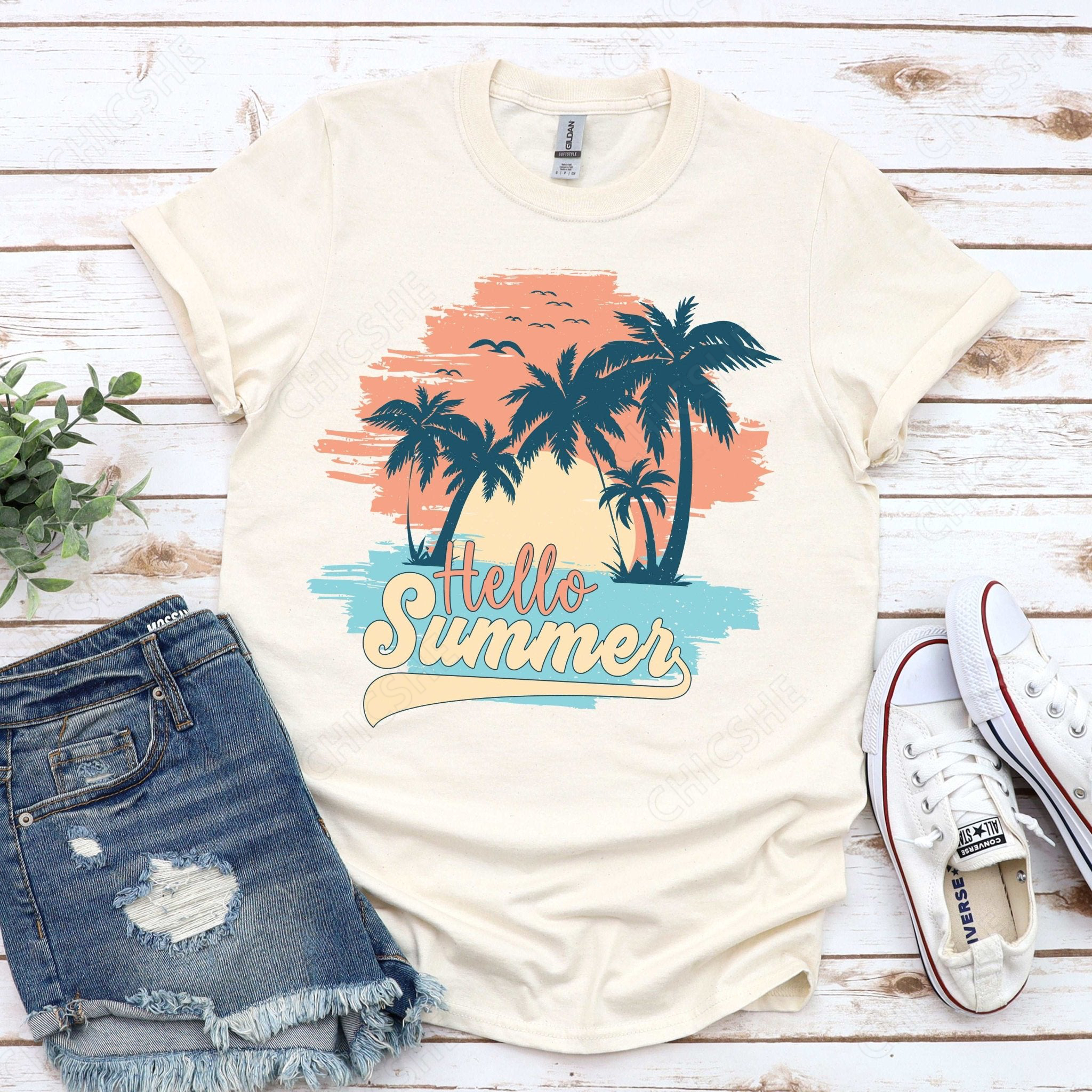 Hello Summer Palms Beach T-Shirt