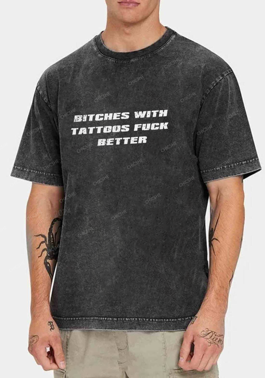 Bxxches With Tattoos Fxxk Better Y2K Washed Tee Chicshe