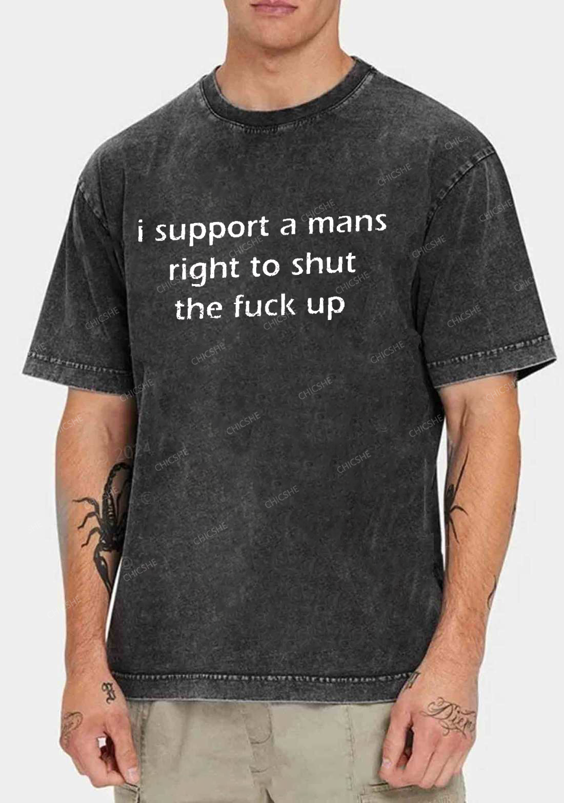 I Support A Mans Right Y2K Washed Tee Chicshe