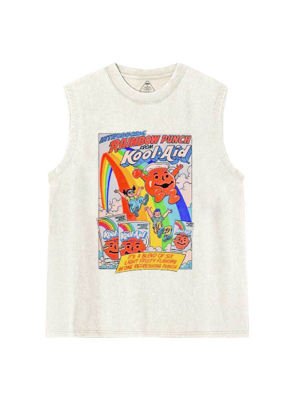 Rainbow Punch Y2K Washed Tank Chicshe