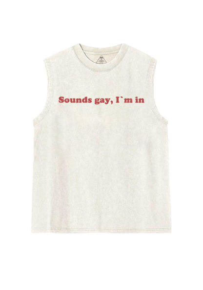 Sounds Gay Y2K Washed Tank Chicshe