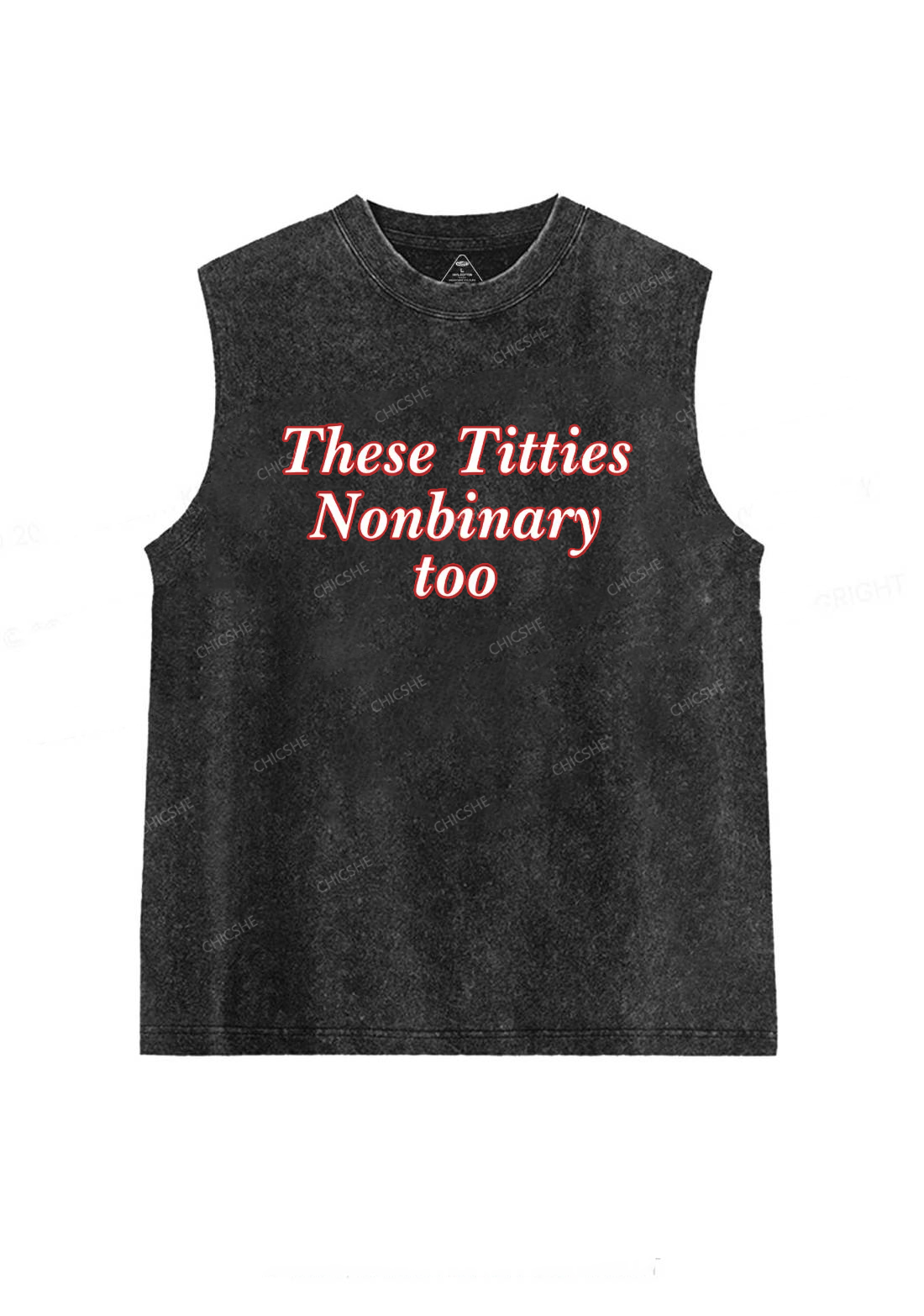 Txtties Nonbinary Too Y2K Washed Tank Chicshe