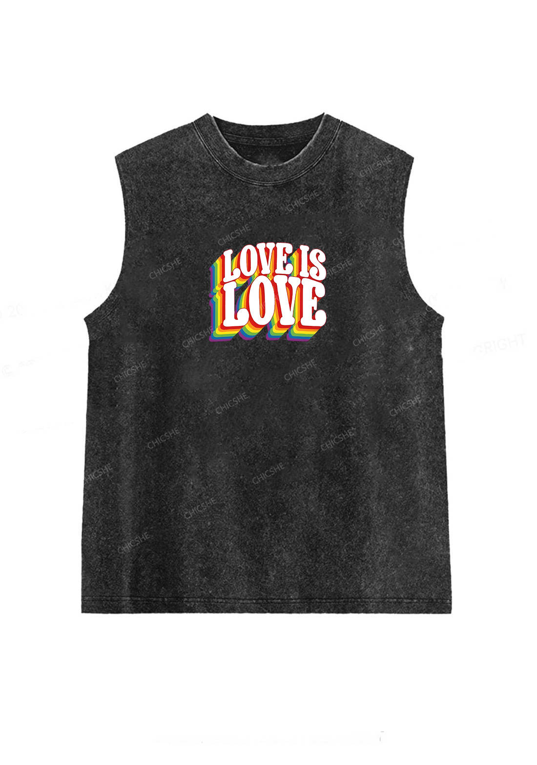 Chicshe Love Is Love Y2K Washed Muscle Tank 