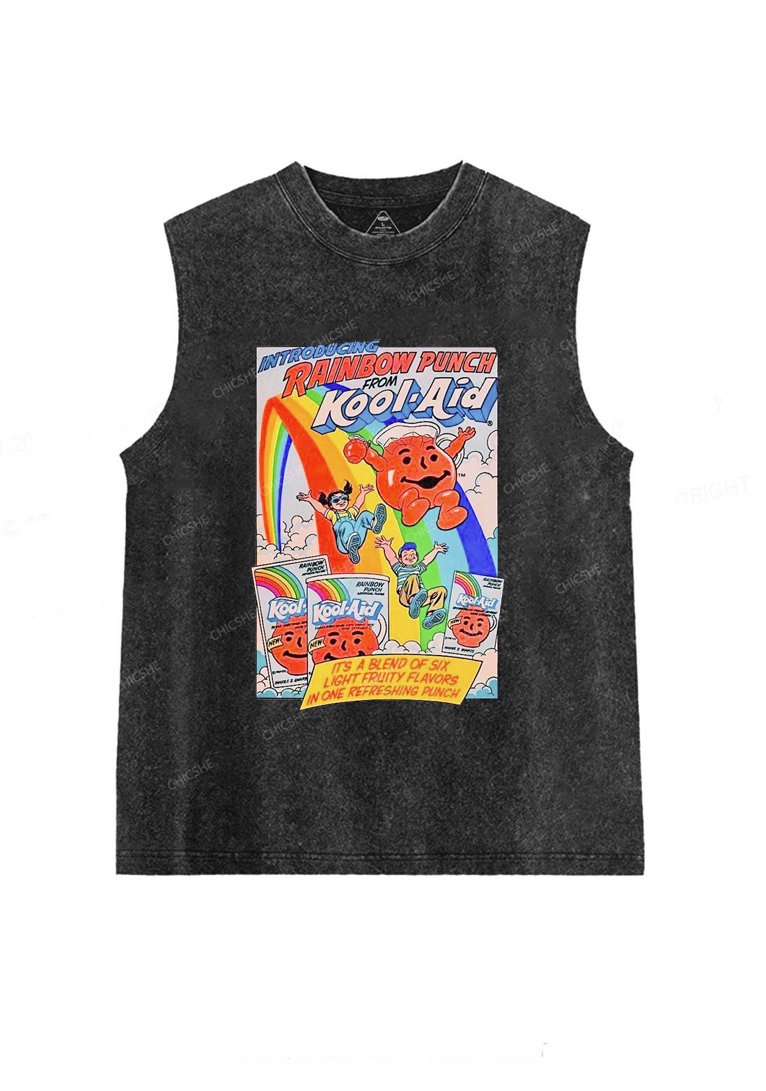 Rainbow Punch Y2K Washed Tank Cherrykitten