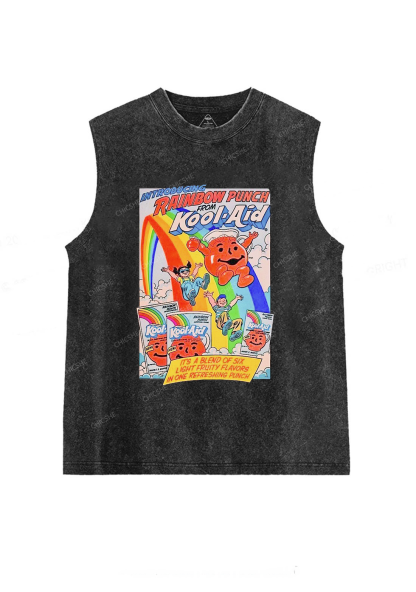 Rainbow Punch Y2K Washed Tank Chicshe
