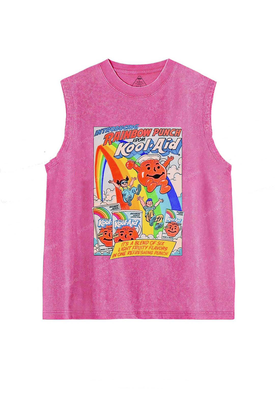 Rainbow Punch Y2K Washed Tank Chicshe