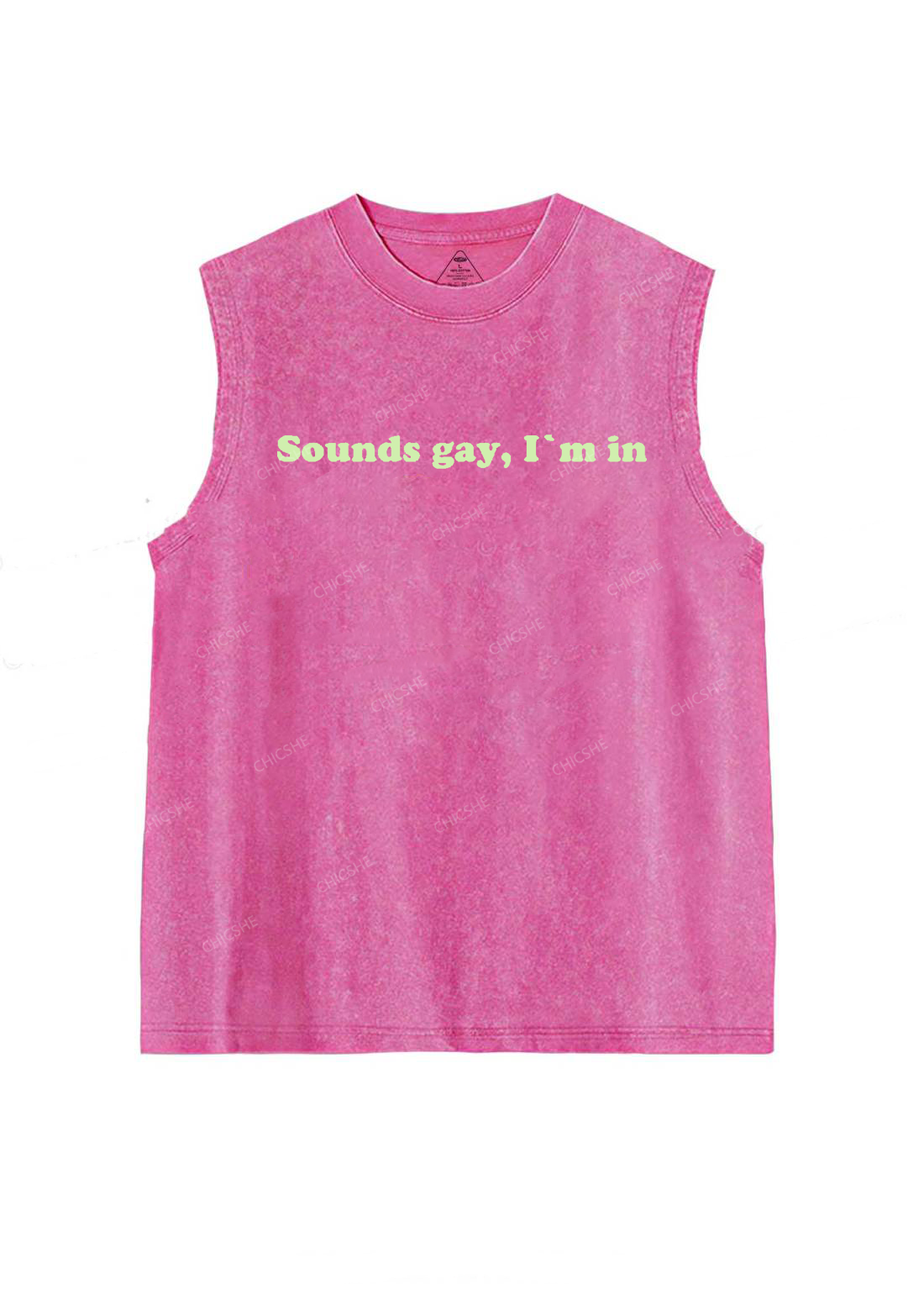 Sounds Gay Y2K Washed Tank Chicshe