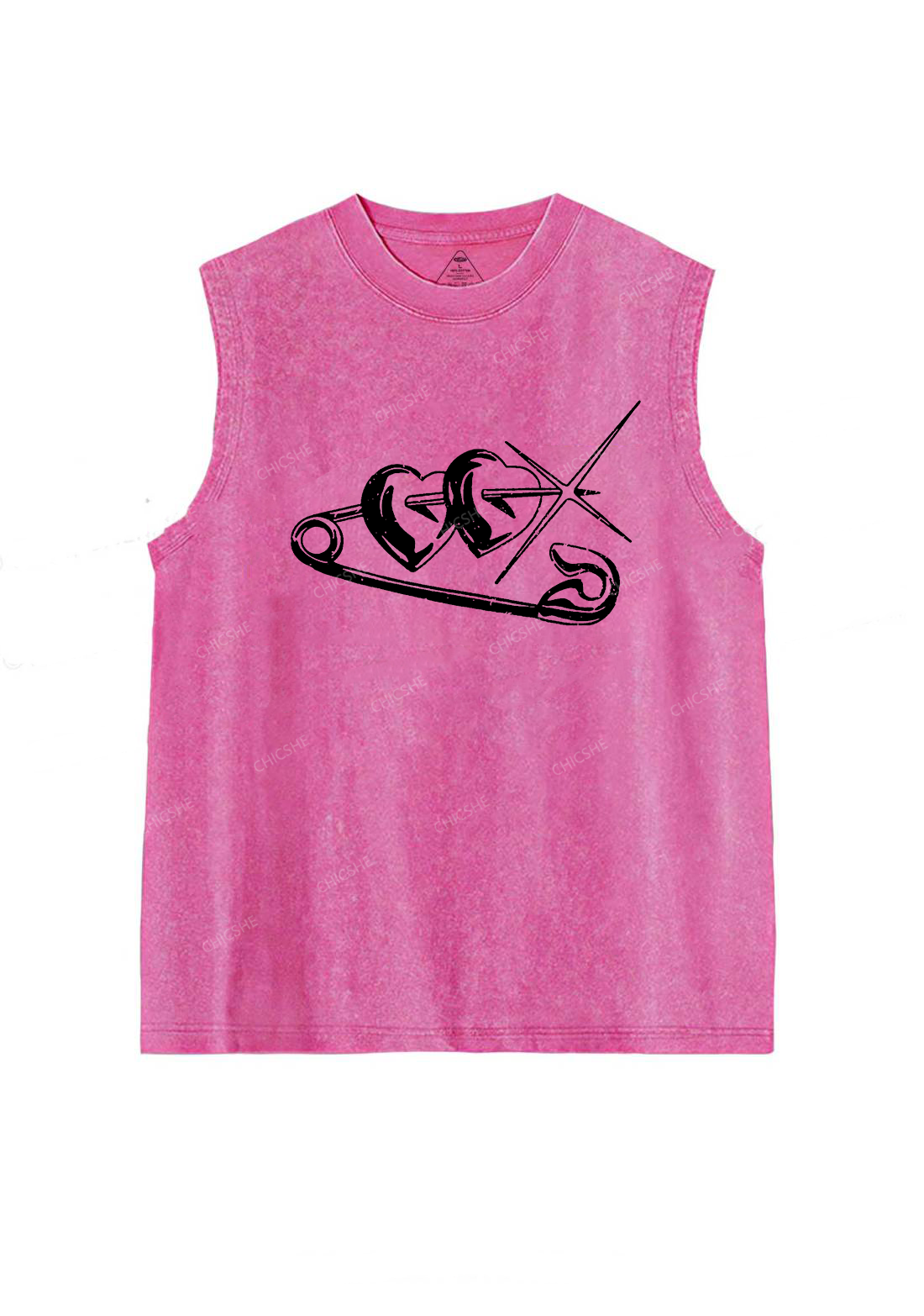 Love Pin Y2K Washed Tank Chicshe