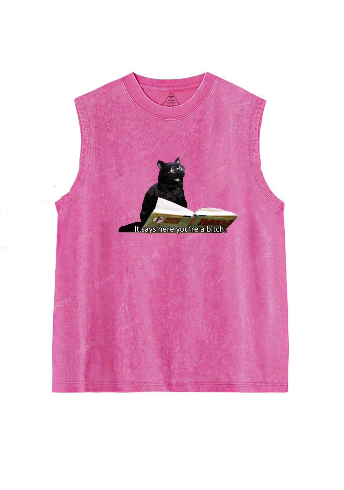 It Says Here You're A Bixxh Y2K Washed Tank Chicshe