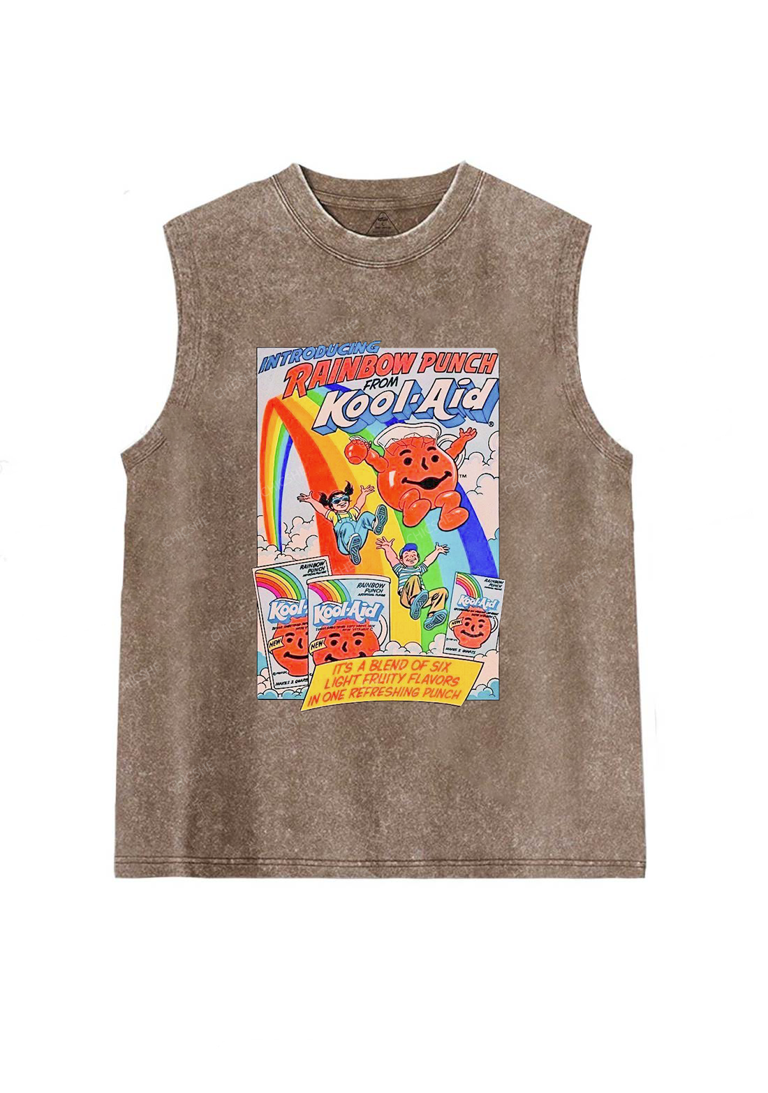 Rainbow Punch Y2K Washed Tank Chicshe