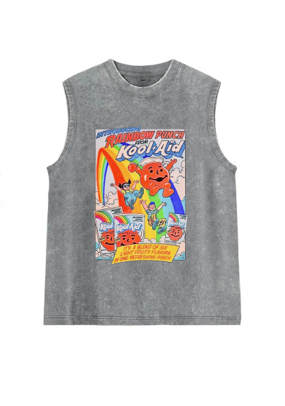 Rainbow Punch Y2K Washed Tank Chicshe