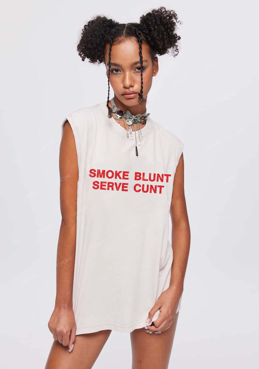 Smoke Blunt Y2K Washed Tank Chicshe