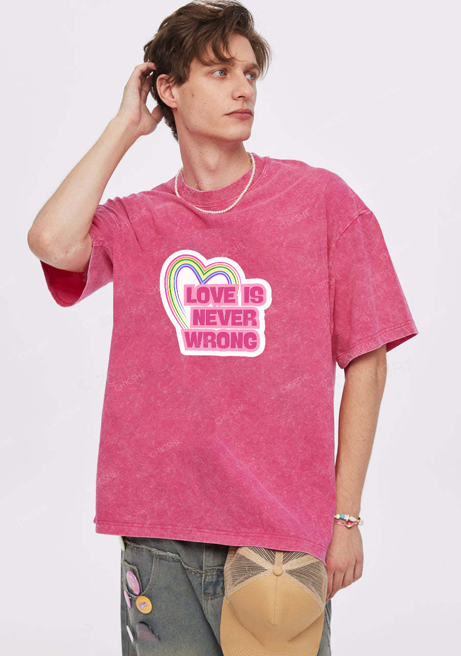 Chicshe Love Is Never Wrong Y2K Shirts Washed Tee
