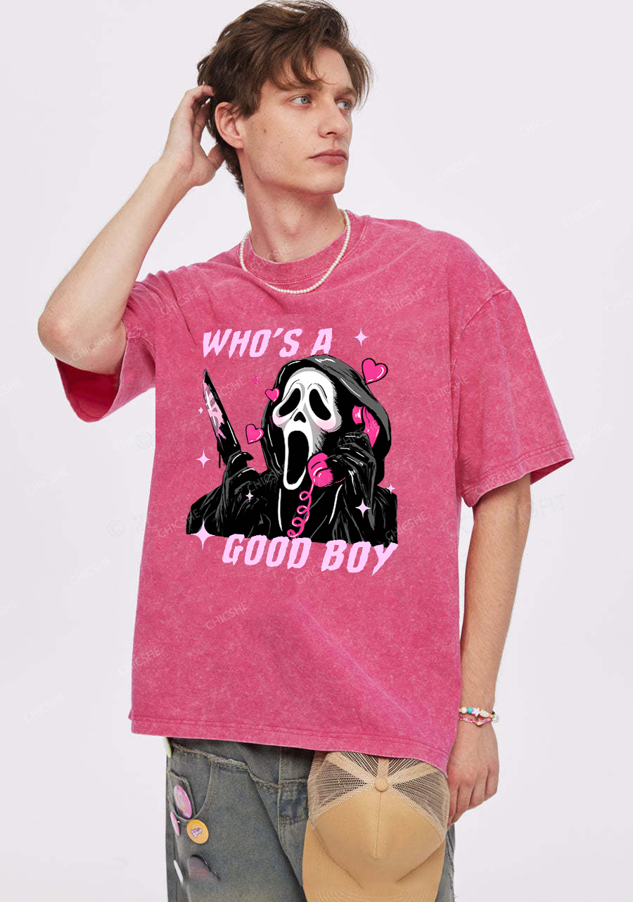 Halloween Ghost Good Boy Y2K Shirts Washed Tee Chicshe