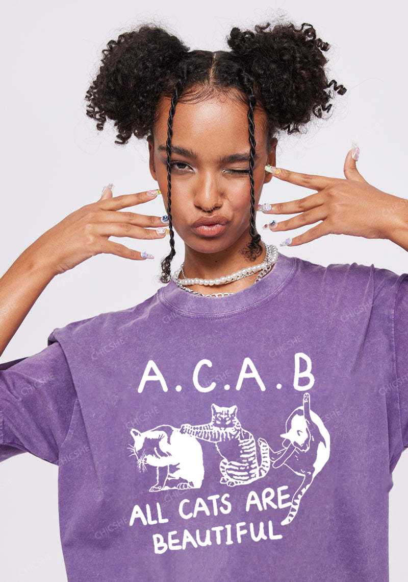 ACAB Cats Y2K Washed Tee Chicshe