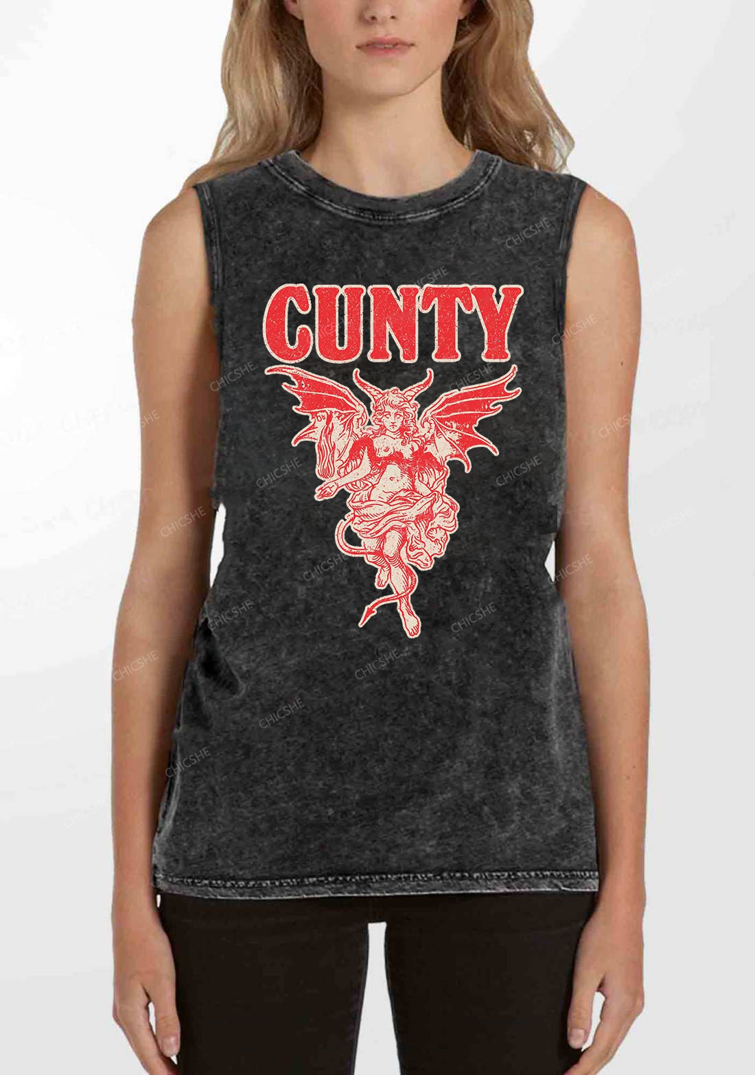 Cunty Satan Y2K Washed Tank Chicshe
