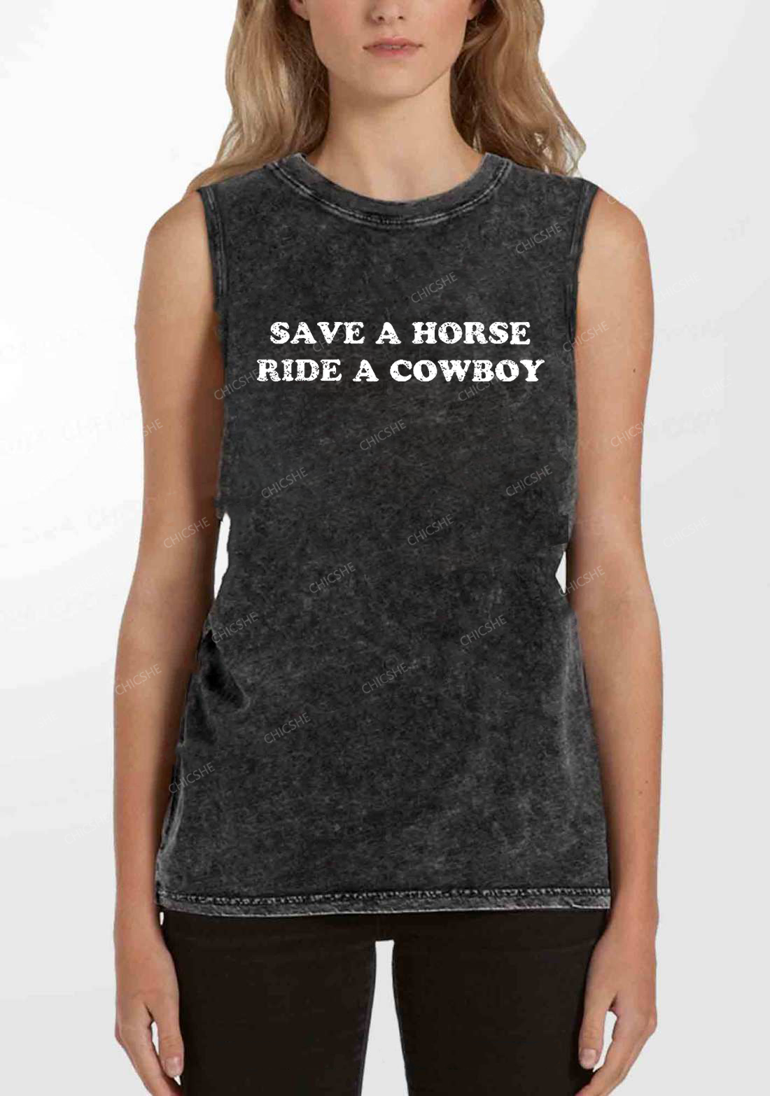 Save A Horse Y2K Washed Tank Chicshe