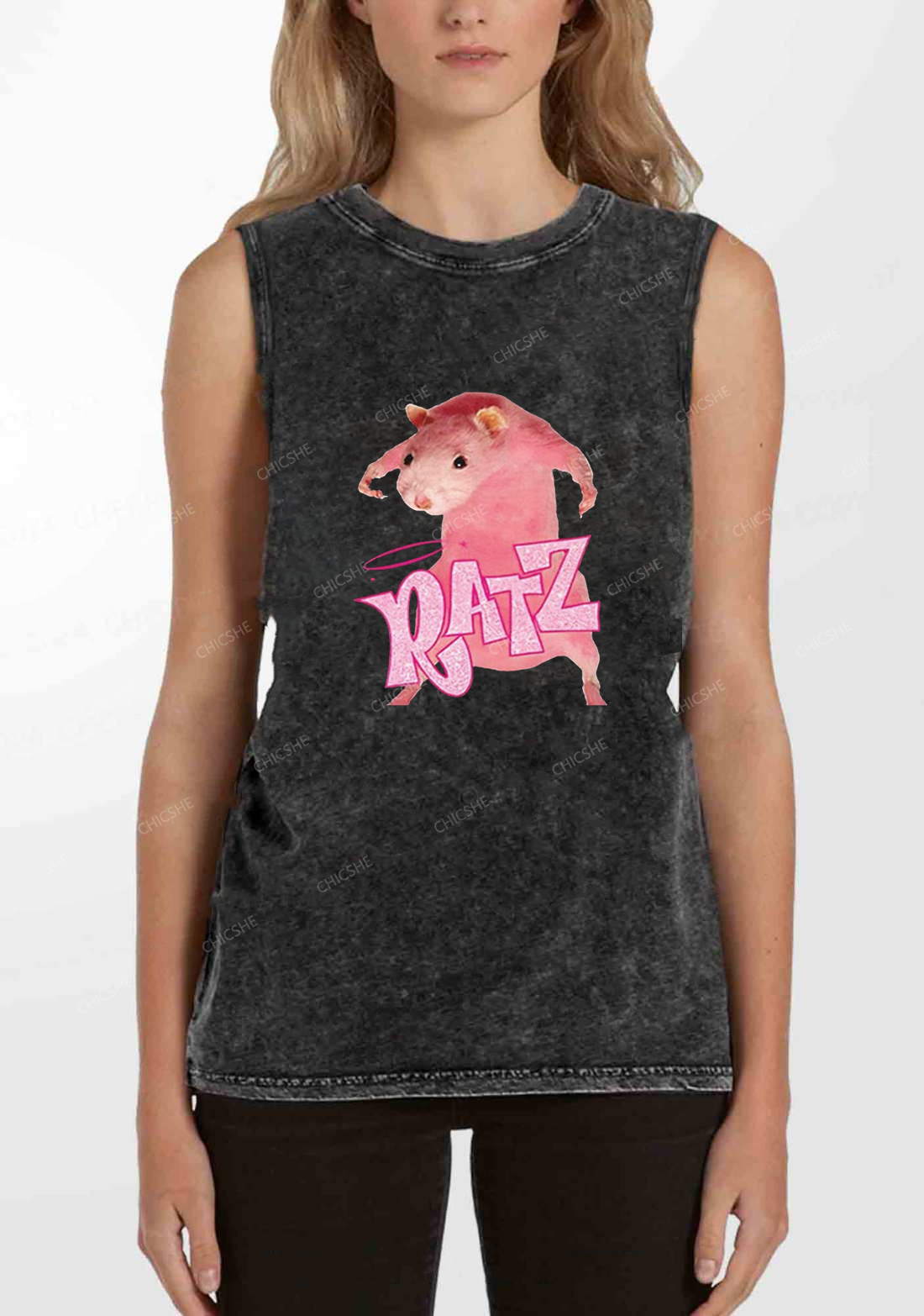 Pink Ratz Y2K Washed Tank Chicshe
